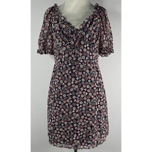 VTG Y2K Juniors Babydoll Dress Sz 7 Floral Puff Sleeve Milkmaid Peasant Fairy